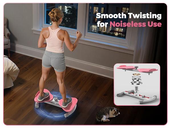 Body Shaping Waist Twister Board - Silent Abdominal Exercise Equipment, Non-Slip Rotating Disc with Stretch Resistance Bands, 330lbs Capacity Indoor Fitness Gear for Waist & Abs Workout,summerwins
