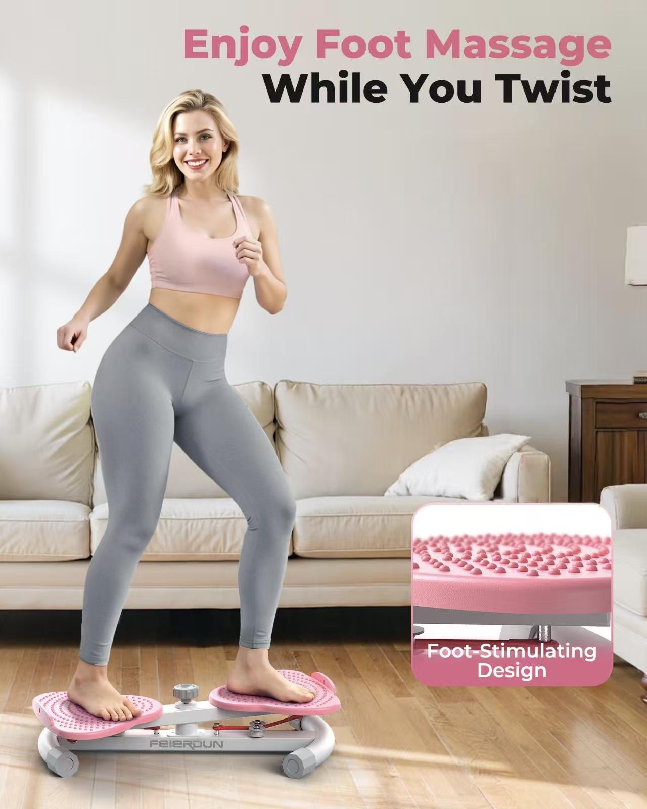 Body Shaping Waist Twister Board - Silent Abdominal Exercise Equipment, Non-Slip Rotating Disc with Stretch Resistance Bands, 330lbs Capacity Indoor Fitness Gear for Waist & Abs Workout,summerwins
