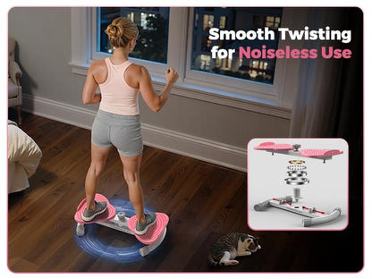 Body Shaping Waist Twister Board - Silent Abdominal Exercise Equipment, Non-Slip Rotating Disc with Stretch Resistance Bands, 330lbs Capacity Indoor Fitness Gear for Waist & Abs Workout,summerwins